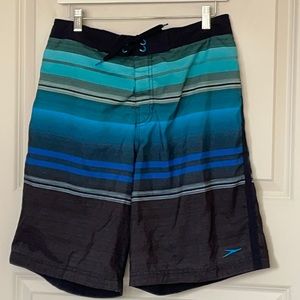 Speedo Blue Black Swim Board Shorts Medium
